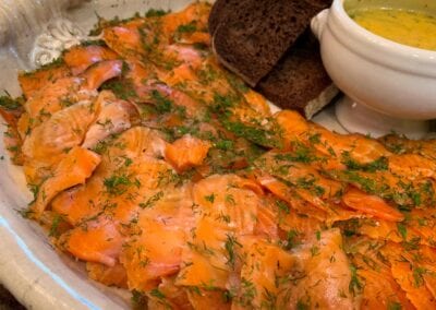 Salmon-Gravlax-Display-with-Dill-Caper-Sauce